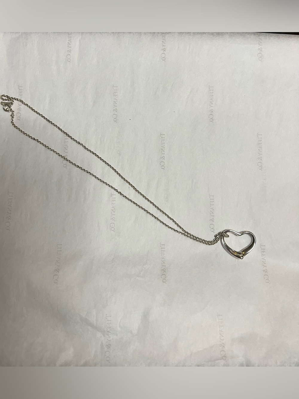 Tiffany & Co. Silver Open Heart Pendant Necklace Elsa Peretti